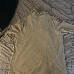 Cream Ribbed Turtleneck Sweater